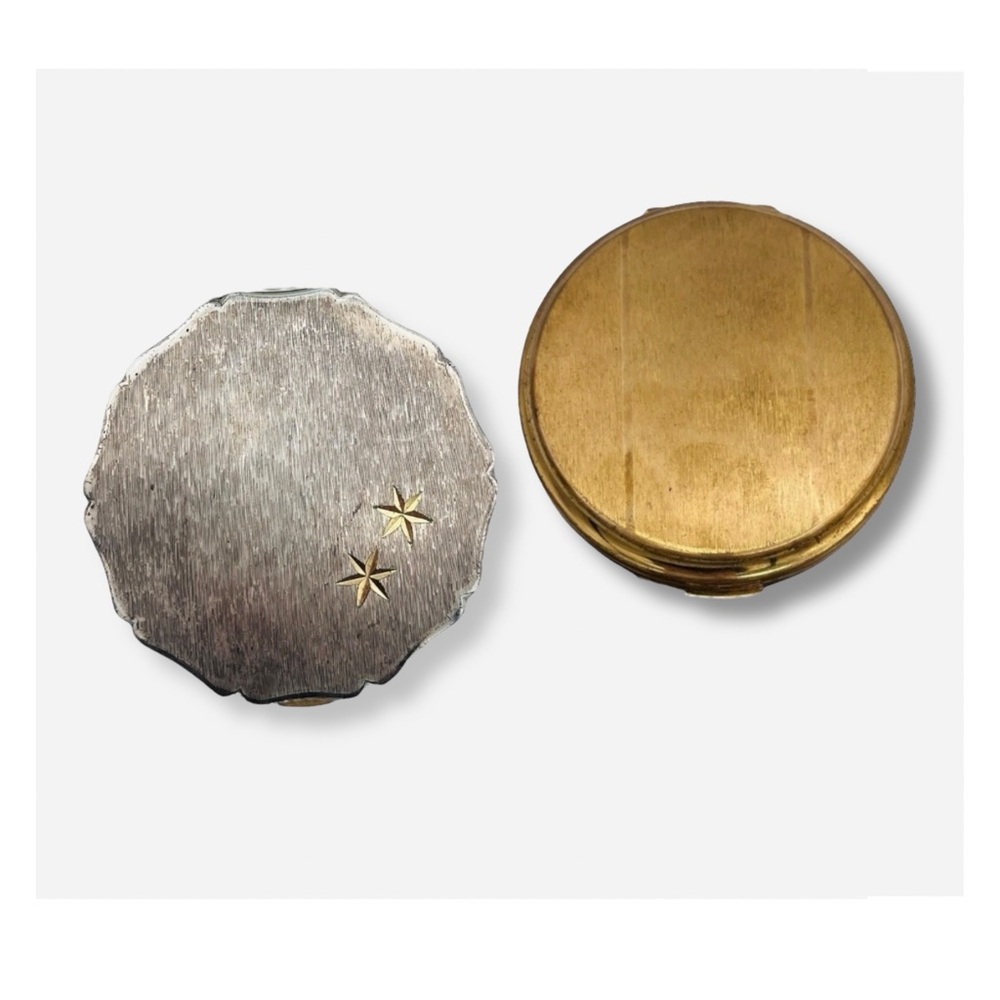 Vintage Stratton Compact Silver‎ Stars Gold Lot 2 Powder Makeup